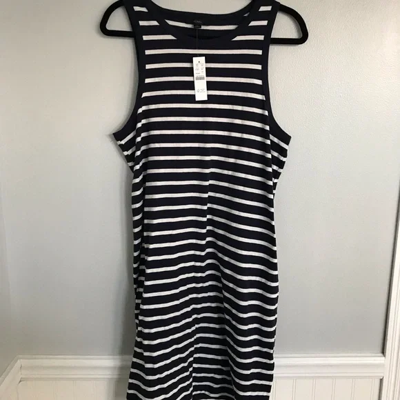 J Crew Nautical Striped Knit Cutaway Mini Dress NWT Large - Picture 3 of 8